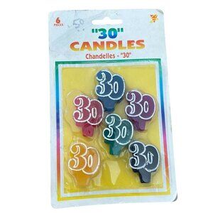 Vintage Amscan Birthday Cake  Candles 30 Set 6 Pieces Cake Toppers Over The Hill